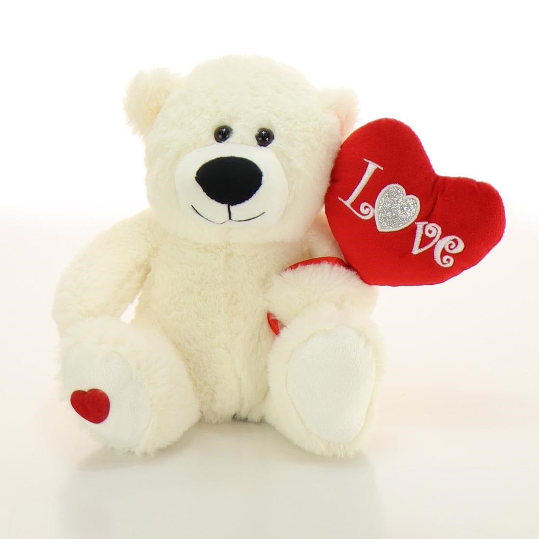 25CM BEAR HOLDING HEART BALLOON
